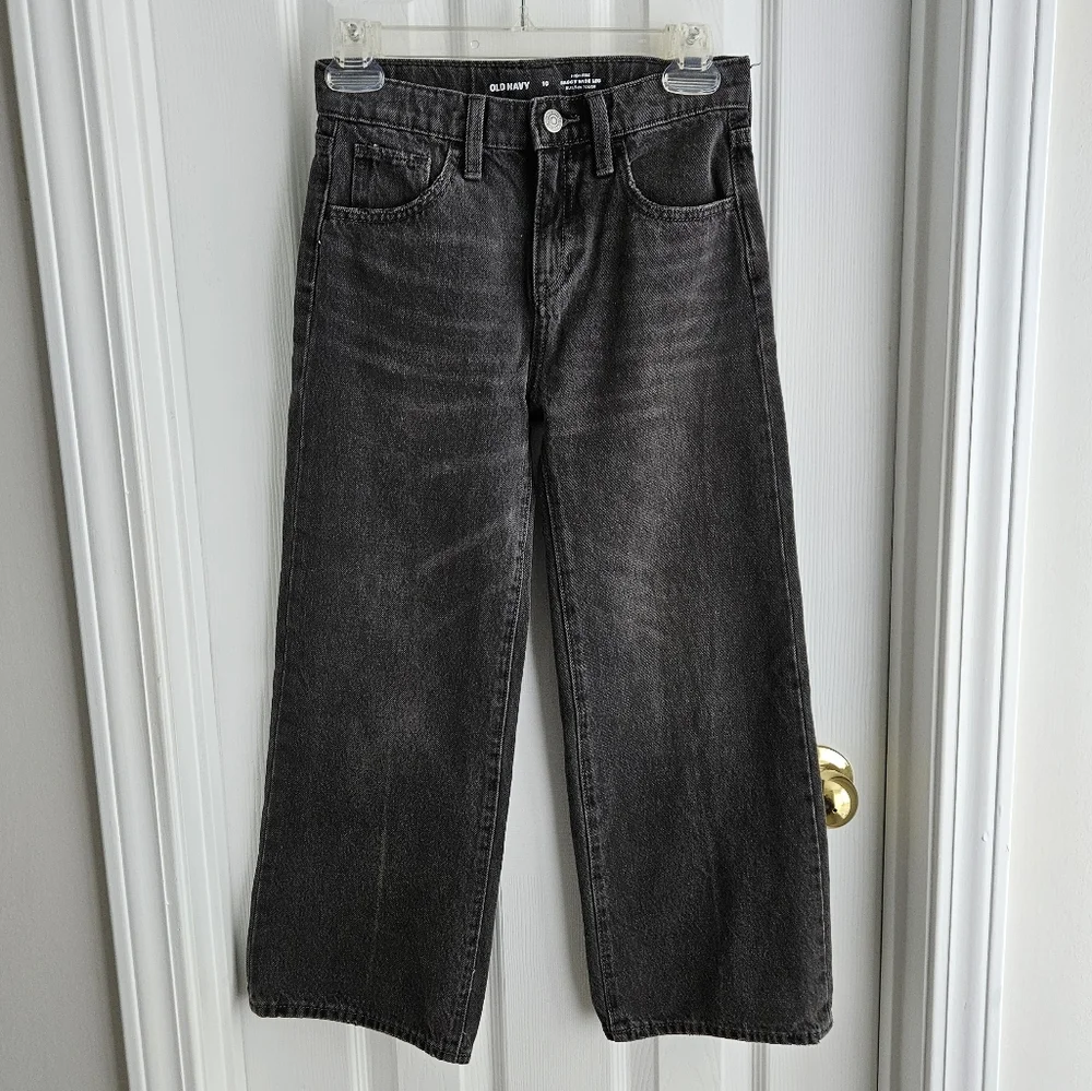 Girls Black Wide Leg Jeans Size 10
